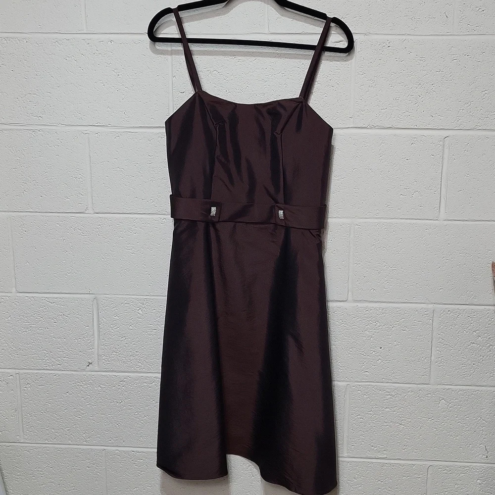 DaVinci Espresso Prom Wedding Party Knee Dress Size 12 Removable straps NWT